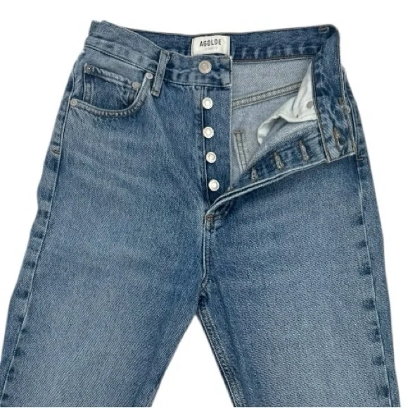 AGOLDE 90's Pinch Waist High Rise Straight Jeans in Navigate Size 24 Button Fly - Picture 8 of 16